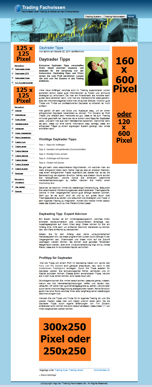Screenshot - Bannerwerbeplätze auf Trading-Fachwissen.de